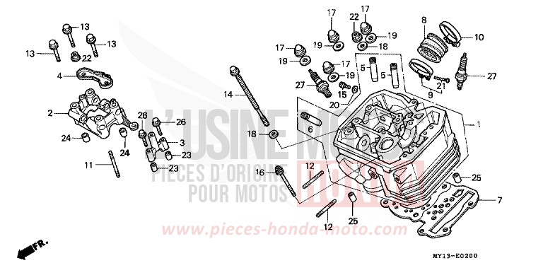 V. ZYLINDERKOPF von Africa Twin 750 SHASTA WHITE (NH138H) von 1993